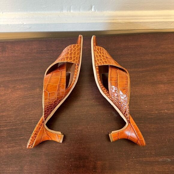 Paris Texas  leather croc embossed crisscross sandal’s size 7 - Picture 7 of 12